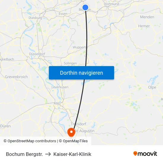 Bochum Bergstr. to Kaiser-Karl-Klinik map