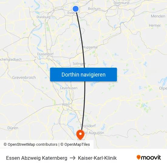Essen Abzweig Katernberg to Kaiser-Karl-Klinik map