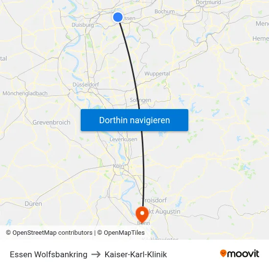 Essen Wolfsbankring to Kaiser-Karl-Klinik map