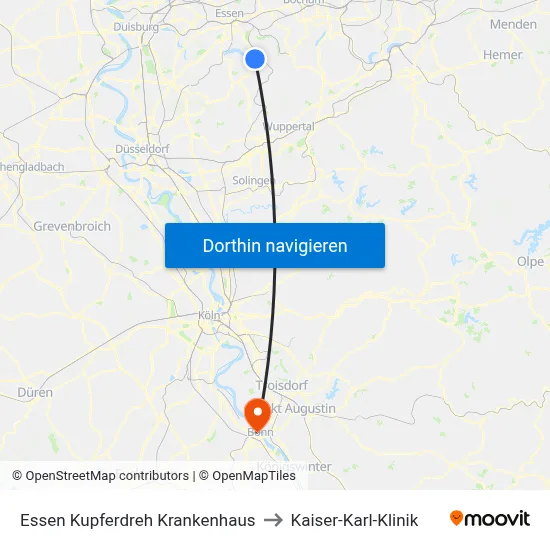 Essen Kupferdreh Krankenhaus to Kaiser-Karl-Klinik map