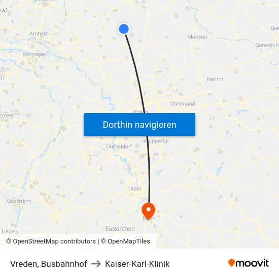 Vreden, Busbahnhof to Kaiser-Karl-Klinik map