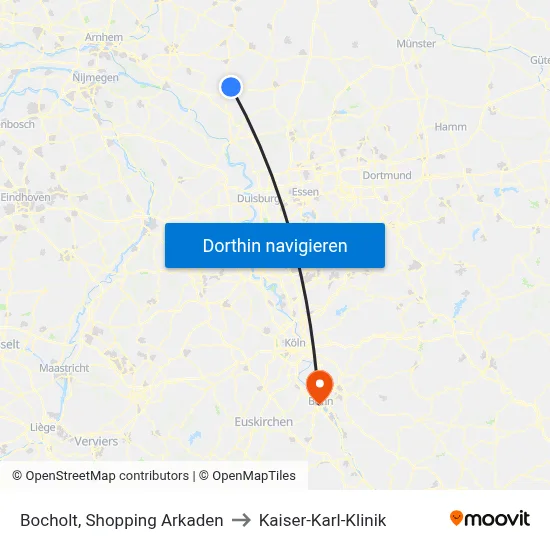 Bocholt, Shopping Arkaden to Kaiser-Karl-Klinik map