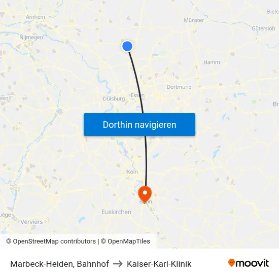 Marbeck-Heiden, Bahnhof to Kaiser-Karl-Klinik map