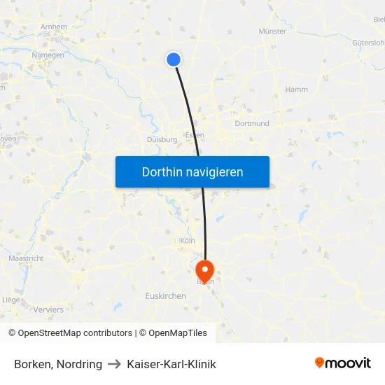 Borken, Nordring to Kaiser-Karl-Klinik map