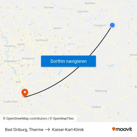 Bad Driburg, Therme to Kaiser-Karl-Klinik map