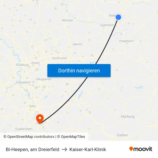 Bi-Heepen, am Dreierfeld to Kaiser-Karl-Klinik map
