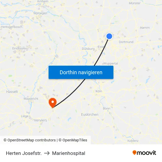Herten Josefstr. to Marienhospital map