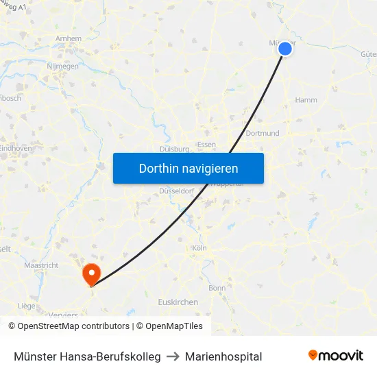 Münster Hansa-Berufskolleg to Marienhospital map