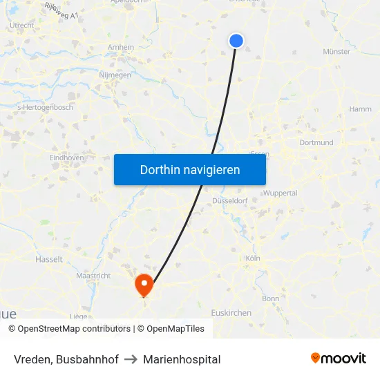 Vreden, Busbahnhof to Marienhospital map