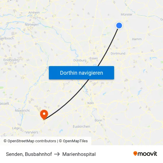 Senden, Busbahnhof to Marienhospital map