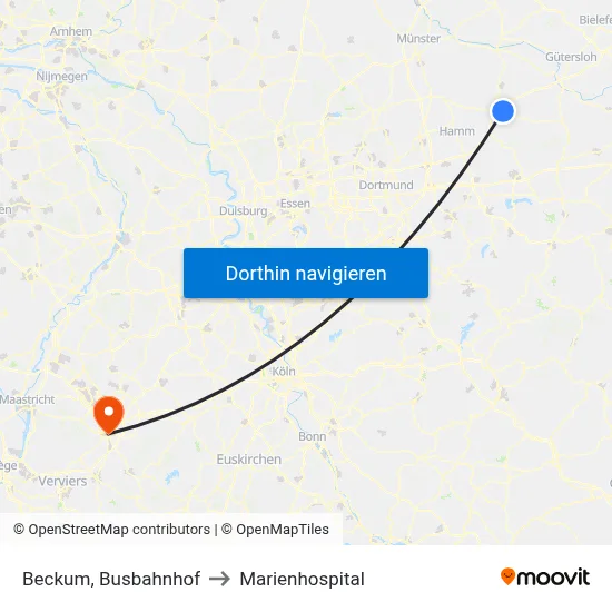 Beckum, Busbahnhof to Marienhospital map
