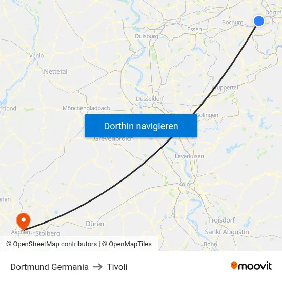 Dortmund Germania to Tivoli map