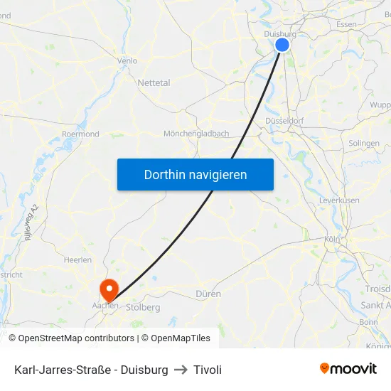 Karl-Jarres-Straße - Duisburg to Tivoli map