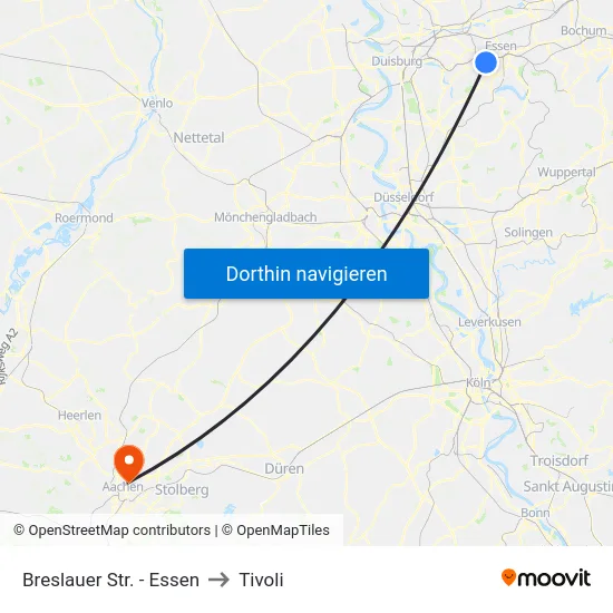 Breslauer Str. - Essen to Tivoli map