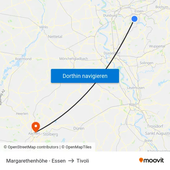 Margarethenhöhe - Essen to Tivoli map