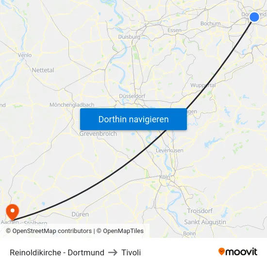 Reinoldikirche - Dortmund to Tivoli map