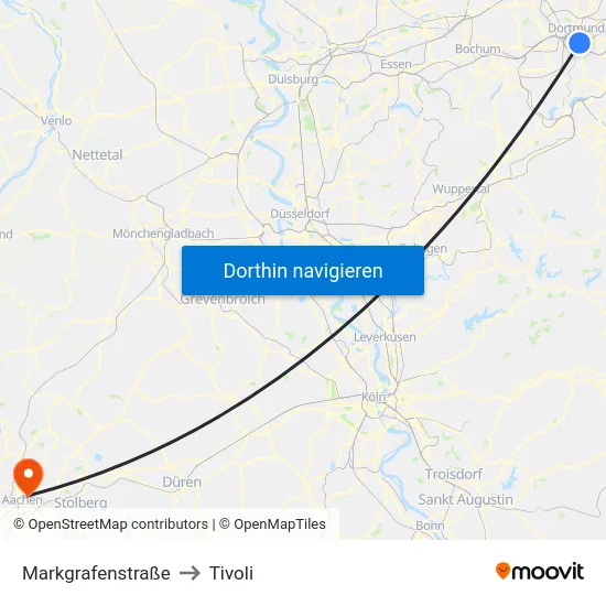 Markgrafenstraße to Tivoli map