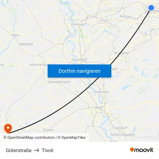 Güterstraße to Tivoli map