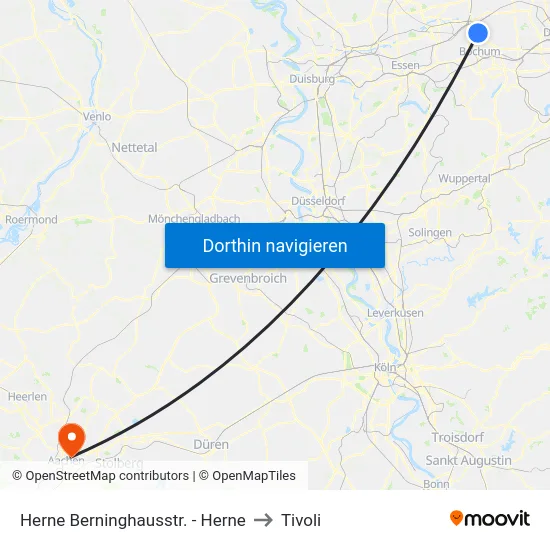 Herne Berninghausstr. - Herne to Tivoli map
