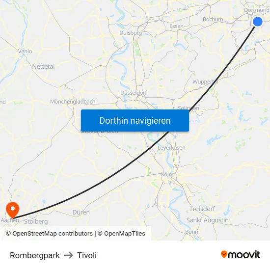 Rombergpark to Tivoli map