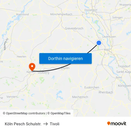Köln Pesch Schulstr. to Tivoli map