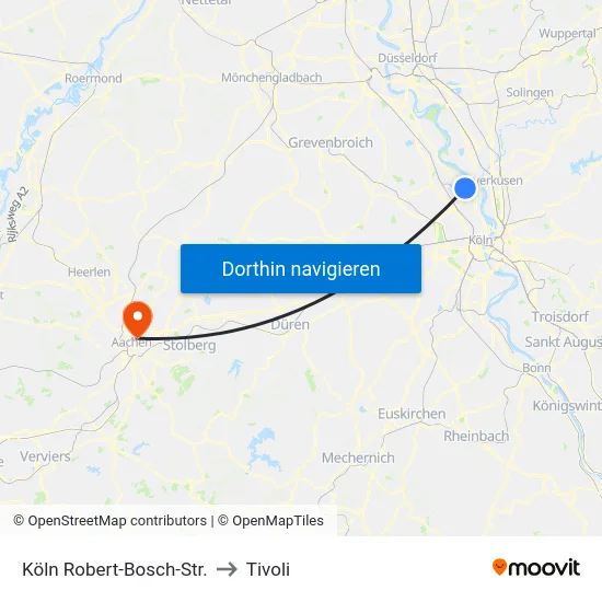 Köln Robert-Bosch-Str. to Tivoli map
