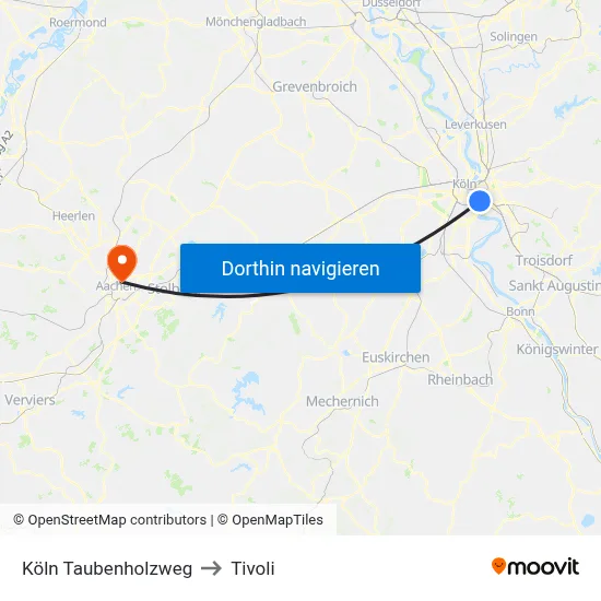 Köln Taubenholzweg to Tivoli map