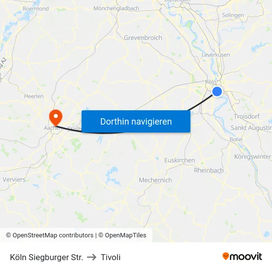 Köln Siegburger Str. to Tivoli map
