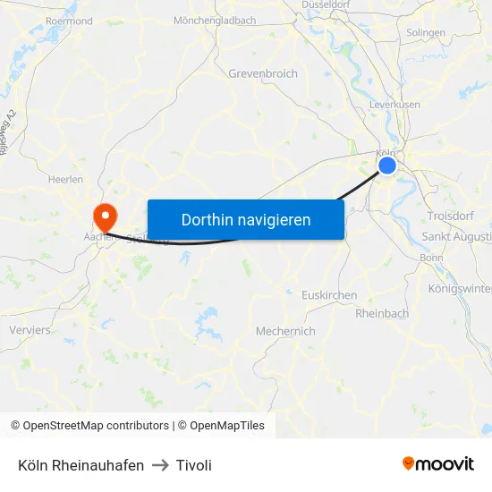 Köln Rheinauhafen to Tivoli map