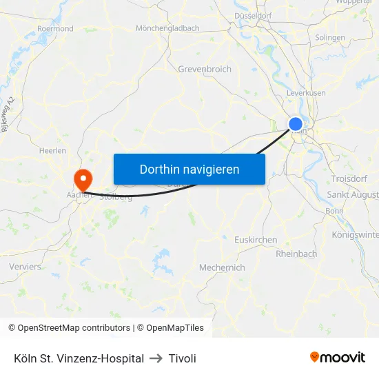 Köln St. Vinzenz-Hospital to Tivoli map