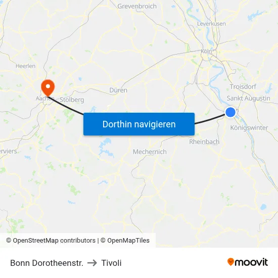 Bonn Dorotheenstr. to Tivoli map