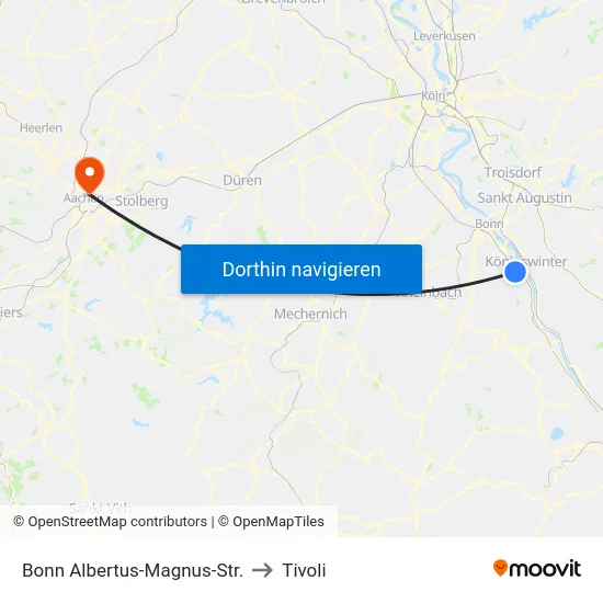 Bonn Albertus-Magnus-Str. to Tivoli map