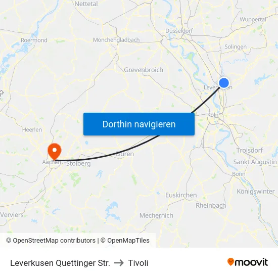 Leverkusen Quettinger Str. to Tivoli map