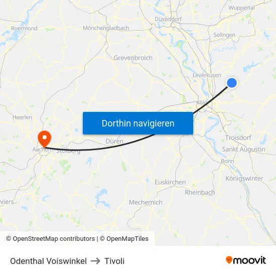 Odenthal Voiswinkel to Tivoli map
