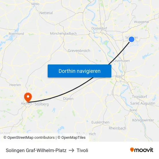 Solingen Graf-Wilhelm-Platz to Tivoli map