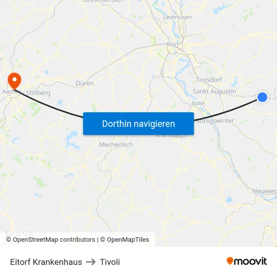 Eitorf Krankenhaus to Tivoli map