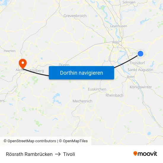Rösrath Rambrücken to Tivoli map