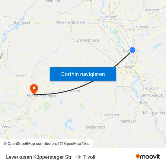 Leverkusen Küppersteger Str. to Tivoli map