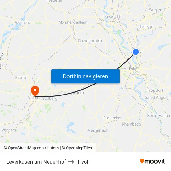 Leverkusen am Neuenhof to Tivoli map