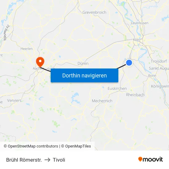 Brühl Römerstr. to Tivoli map