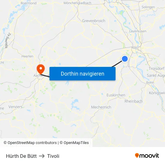 Hürth De Bütt to Tivoli map