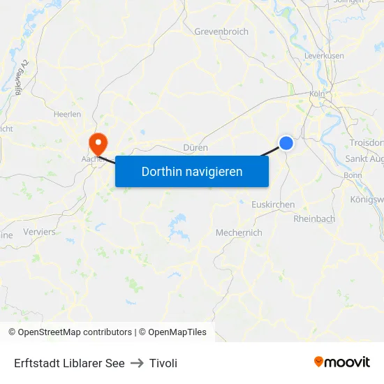 Erftstadt Liblarer See to Tivoli map