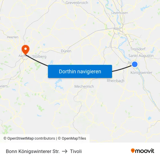Bonn Königswinterer Str. to Tivoli map