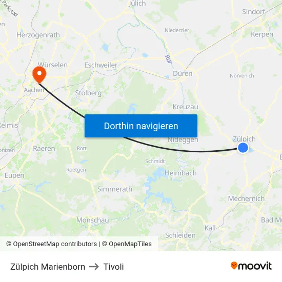 Zülpich Marienborn to Tivoli map