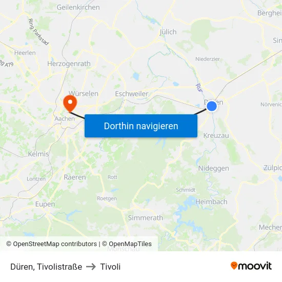 Düren, Tivolistraße to Tivoli map
