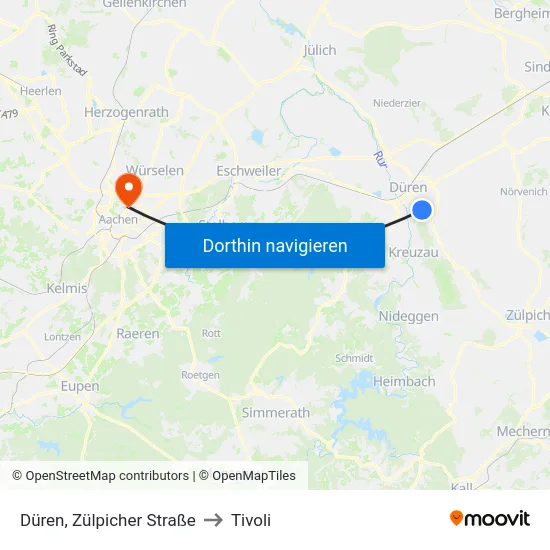 Düren, Zülpicher Straße to Tivoli map