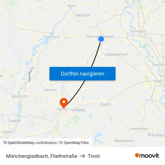 Mönchengladbach, Fliethstraße to Tivoli map