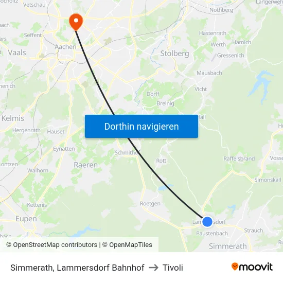 Simmerath, Lammersdorf Bahnhof to Tivoli map