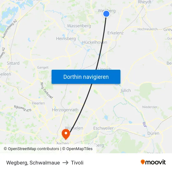 Wegberg, Schwalmaue to Tivoli map