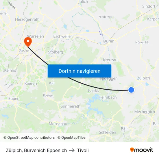 Zülpich, Bürvenich Eppenich to Tivoli map